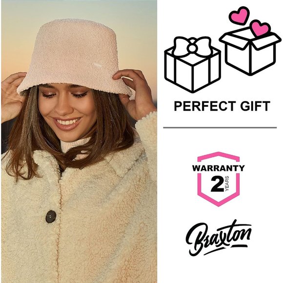 Women Fuzzy Bucket Winter Plush Faux Fur Fluffy Sherpa Hat